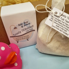 Load image into Gallery viewer, Totally TEAvoted Gift Box - Tub Tea Bath Milk Soak Trio - Three Tea Themed Tub Teas - Sensitive Skin Treatment