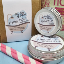 Load image into Gallery viewer, Happy Hour Gift Set - Rhubarb Gin - Lip Scrub and Lip Balm - Sugar Scrub for Lips - Dry Skin Treatment - Mocktail Gift Set