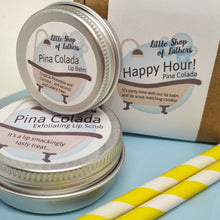 Load image into Gallery viewer, Happy Hour Gift Set - Pina Colada - Lip Scrub and Lip Balm - Sugar Scrub for Lips - Dry Skin Treatment - Mocktail Gift Set