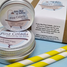 Load image into Gallery viewer, Happy Hour Gift Set - Pina Colada - Lip Scrub and Lip Balm - Sugar Scrub for Lips - Dry Skin Treatment - Mocktail Gift Set