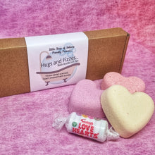 Load image into Gallery viewer, Hugs and Fizzes - Heart Shaped Bath Bomb Letterbox Gift Set