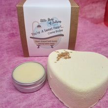 Load image into Gallery viewer, You're a Sweet Heart - Creme Brulee - Matching Bath Bomb and Lip Balm Gift Set