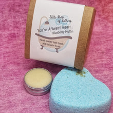 Load image into Gallery viewer, You're a Sweet Heart - Blueberry Muffin - Matching Bath Bomb and Lip Balm Gift Set