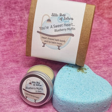 Load image into Gallery viewer, You're a Sweet Heart - Blueberry Muffin - Matching Bath Bomb and Lip Balm Gift Set