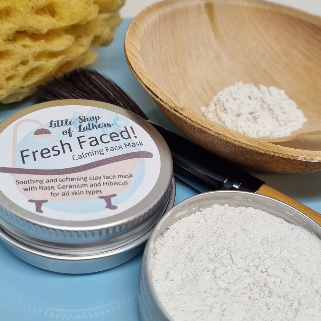 French Clay Face Mask - Calming - Kaolin Clay with Rose, Geranium and Hibiscus Powder - Pampering at-home Spa Treatment