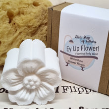 Load image into Gallery viewer, Ey Up Flower - Yorkshire themed Shower Flower - Foaming Body Wash - Yorkshire Token of Appreciation
