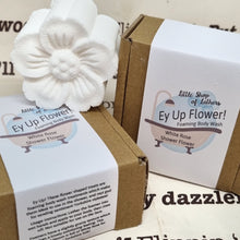 Load image into Gallery viewer, Ey Up Flower - Yorkshire themed Shower Flower - Foaming Body Wash - Yorkshire Token of Appreciation
