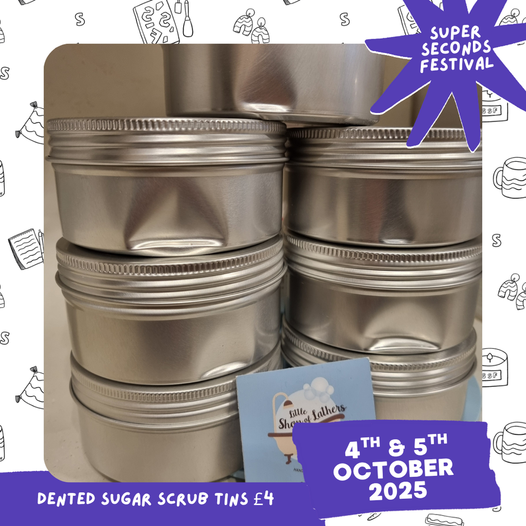SUPER SECONDS - Dented Sugar Scrub Tin - Choose your flavour! - Natural Body Exfoliator