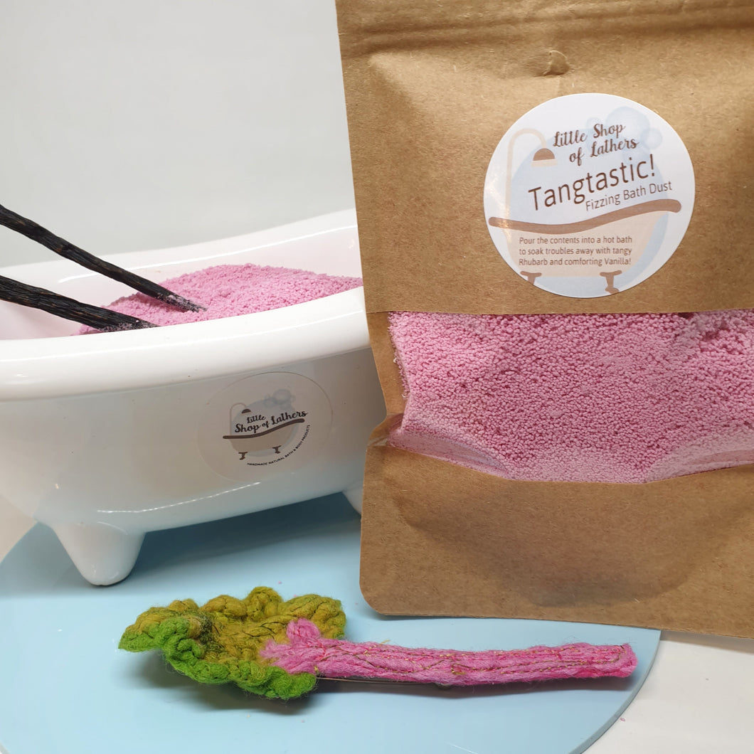 Feelgood Fizzing Bath Dust - Tangtastic - Rhubarb and Vanilla self care pampering bath treats