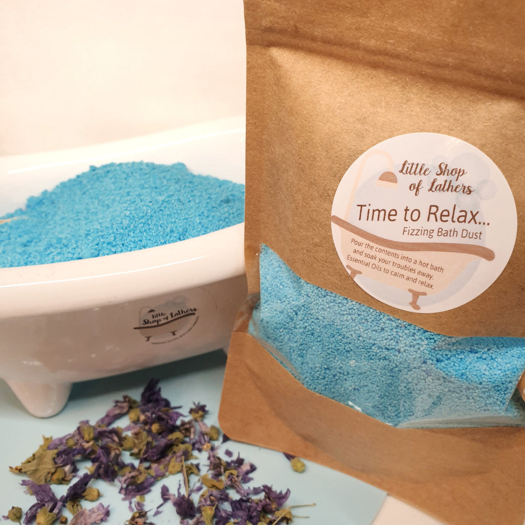 Feelgood Fizzing Bath Dust - Time to Relax - self care pampering bath treats