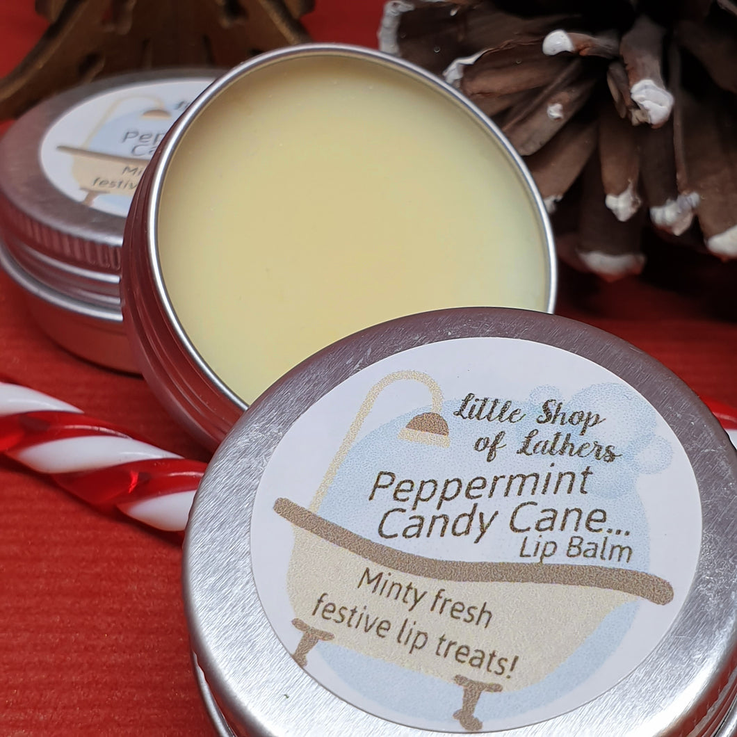 Peppermint Candy Cane Lip Balm - natural lip treat - Christmas gift idea